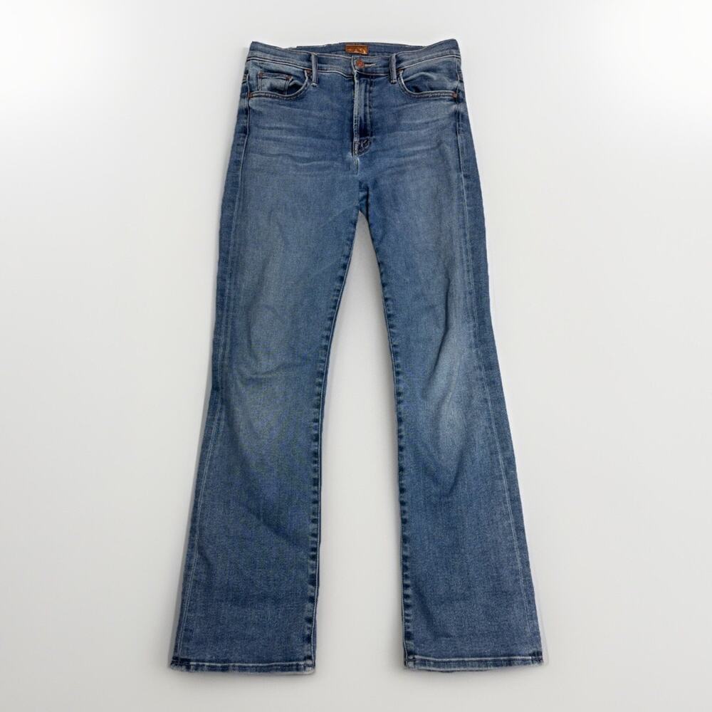 MOTHER The Insider Flood Jeans Womens 27 Medium Wash Ankle Crop Stretch Denim